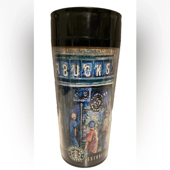 Vtg Starbucks Pikes Place Market ThermoServ Tumbler Mug Cup Seattle USA Made